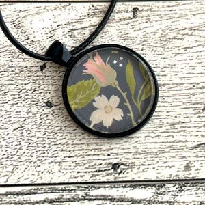 Handmade floral glass necklace